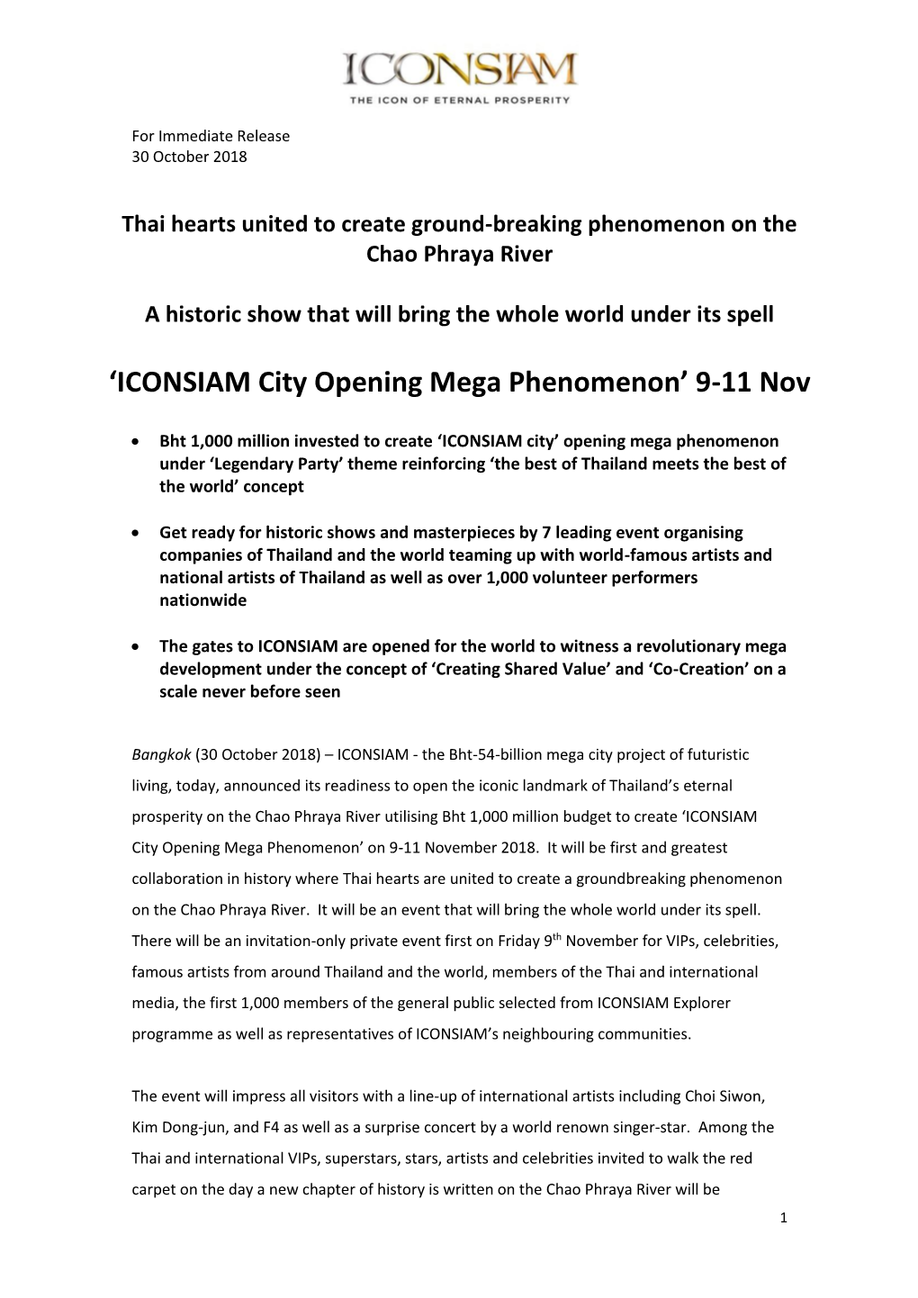 'ICONSIAM City Opening Mega Phenomenon' 9-11