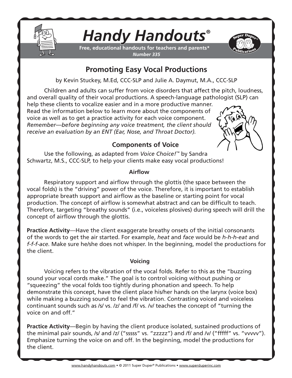 Handy Handouts® Promoting Easy Vocal Productions