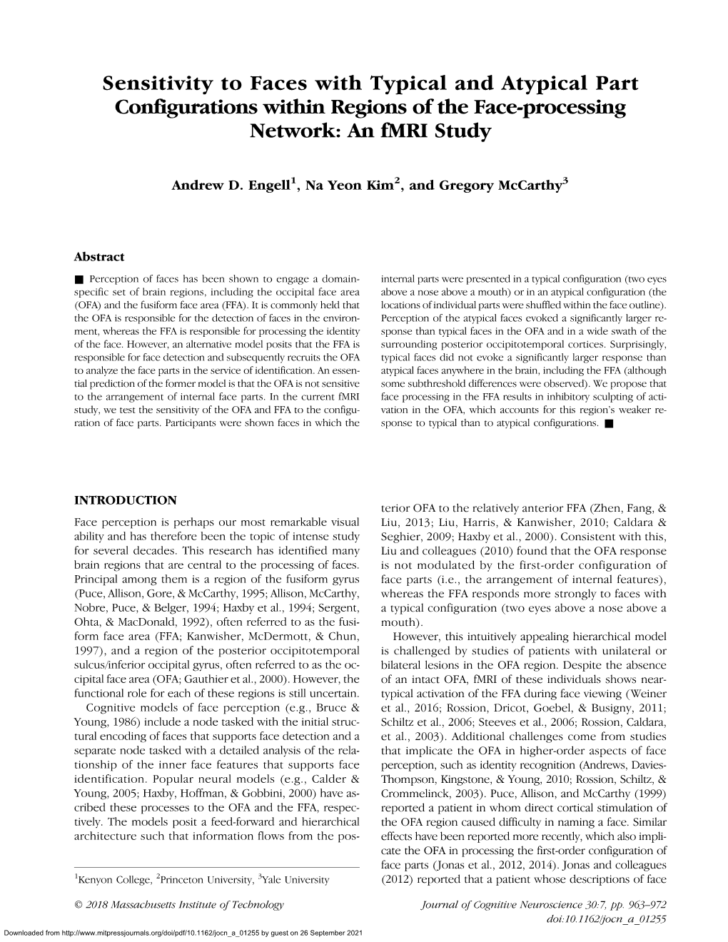 Sensitivity to Faces with Typical and Atypical Part Configurations Within Regions of the Face-Processing Network: an Fmri Study