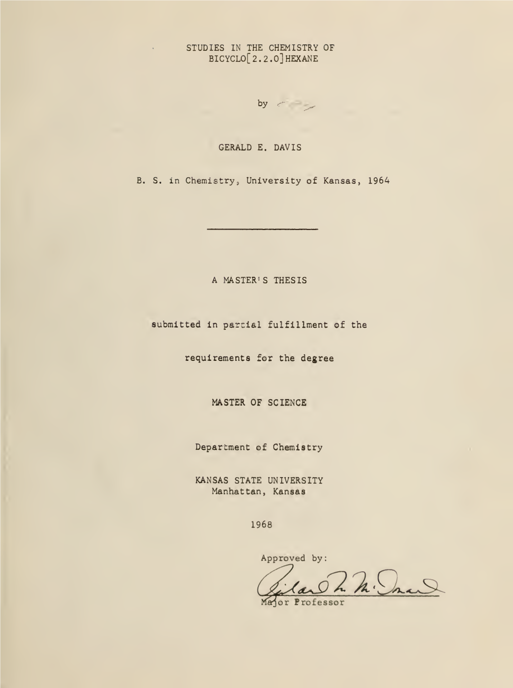 Studies in the Chemistry of Bicyclo[2.2.0] Hexane