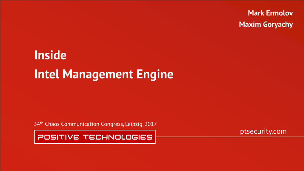 Inside Intel Management Engine