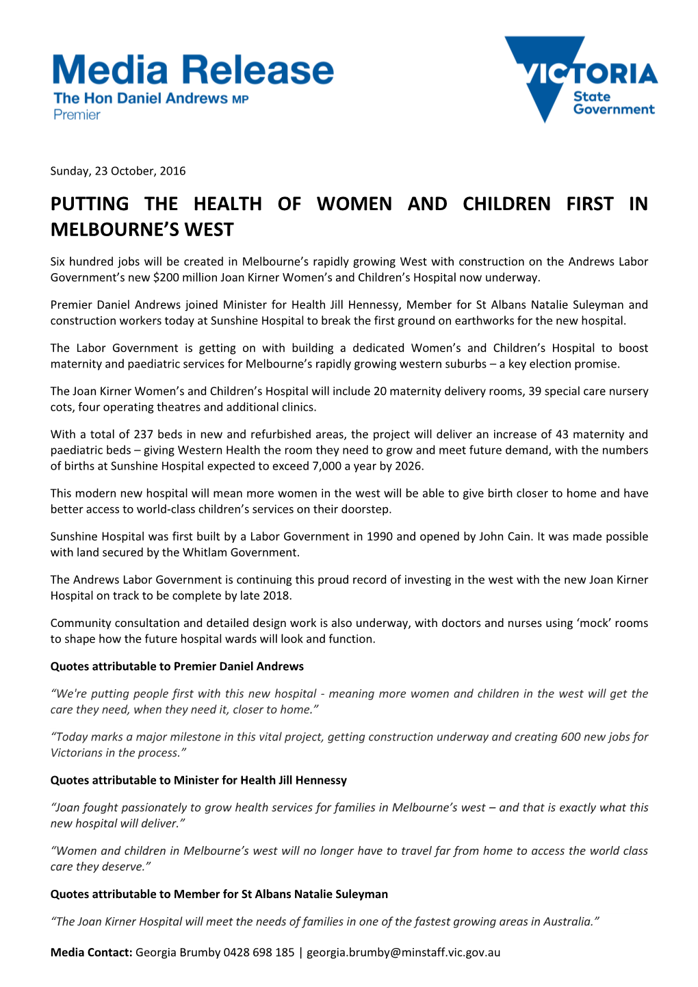 Putting the Health of Women and Children First in Melbourne's West