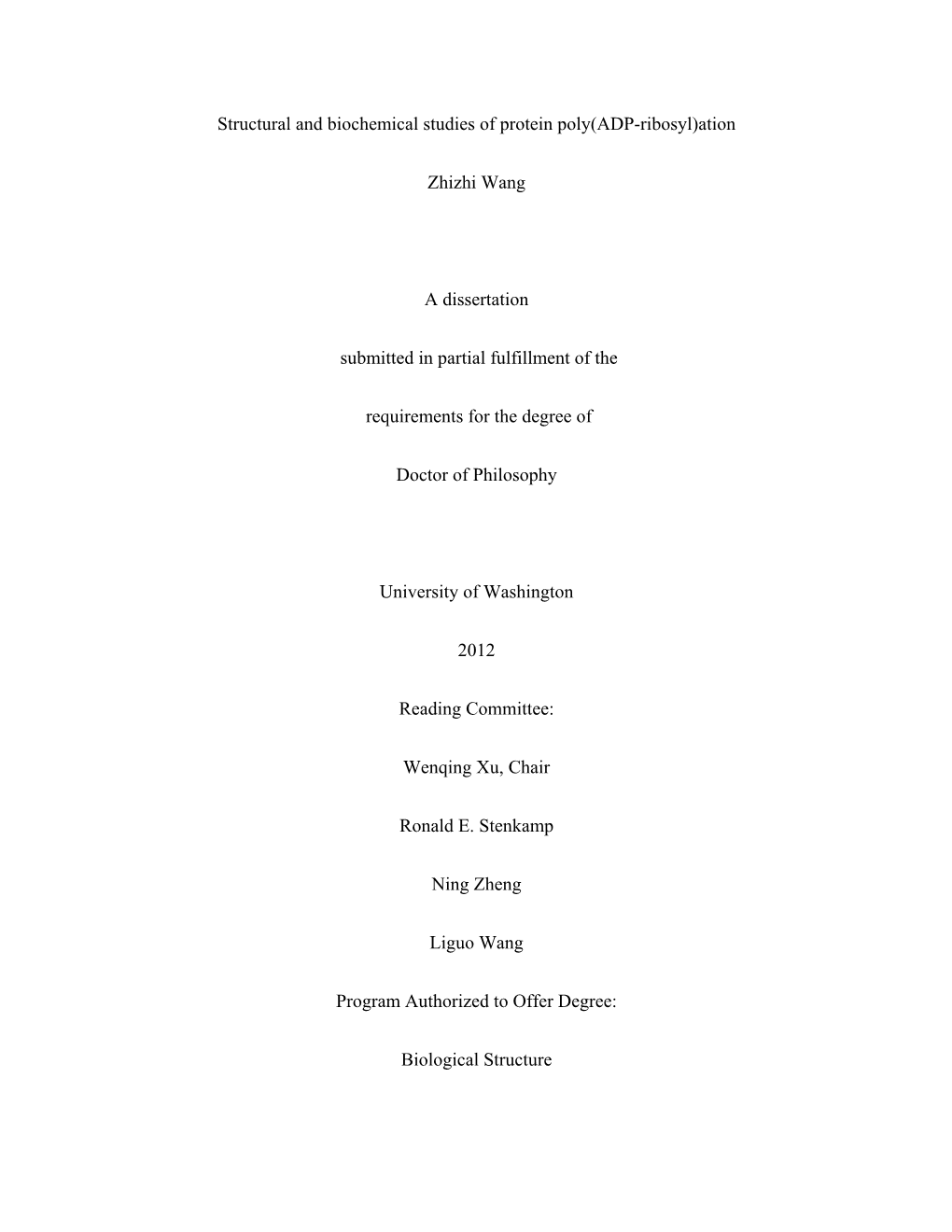 Structural and Biochemical Studies of Protein Poly(ADP-Ribosyl)Ation