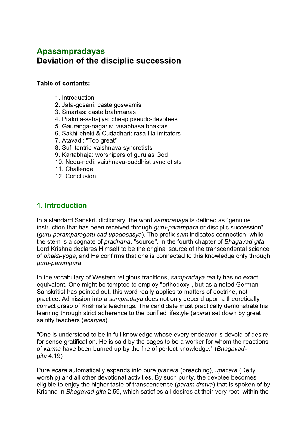 Apasampradayas Deviation of the Disciplic Succession