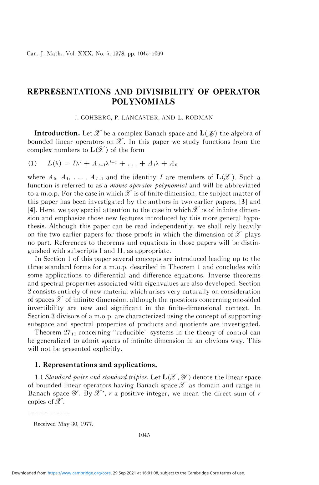 Representations and Divisibility of Operator Polynomials