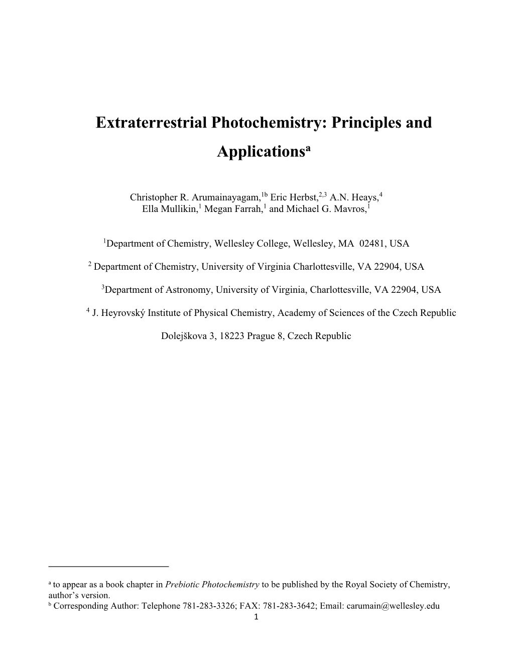 Extraterrestrial Photochemistry: Principles and Applicationsa