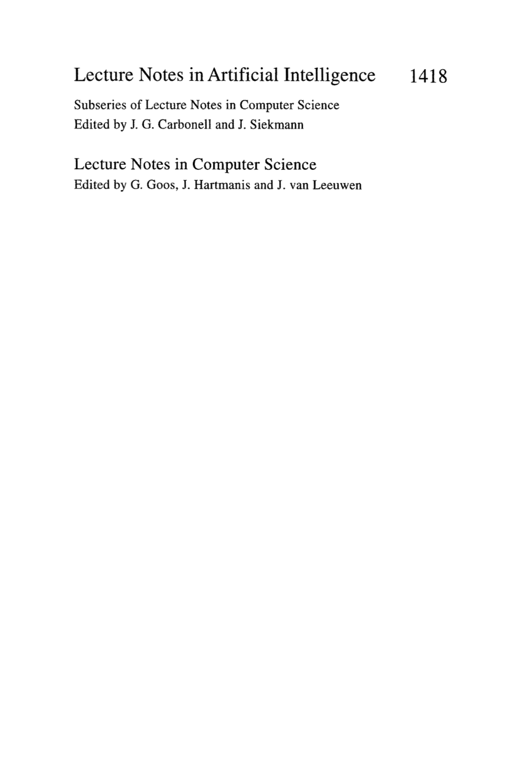 Lecture Notes in Computer Science Edited by J
