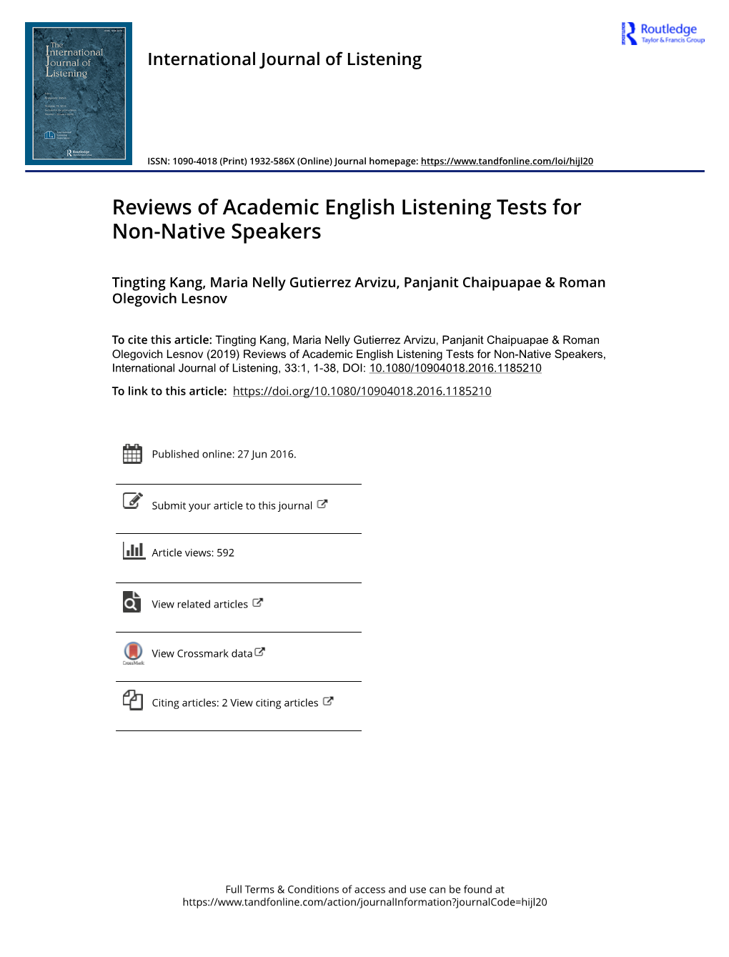Reviews of Academic English Listening Tests for Non-Native Speakers