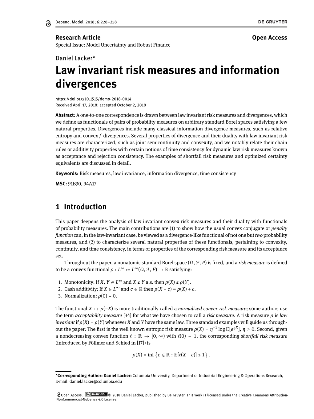 Law Invariant Risk Measures and Information Divergences