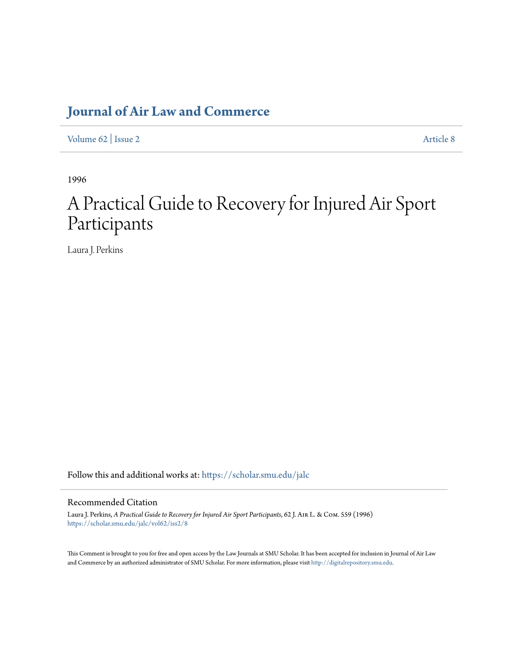 A Practical Guide to Recovery for Injured Air Sport Participants Laura J
