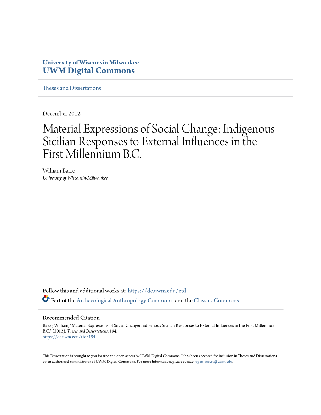 Indigenous Sicilian Responses to External Influences in the First Millennium B.C