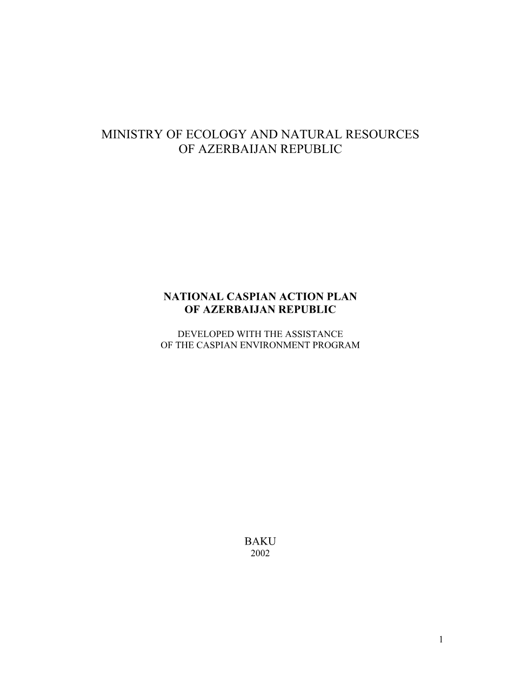 Ministry of Ecology and Natural Resources of Azerbaijan Republic