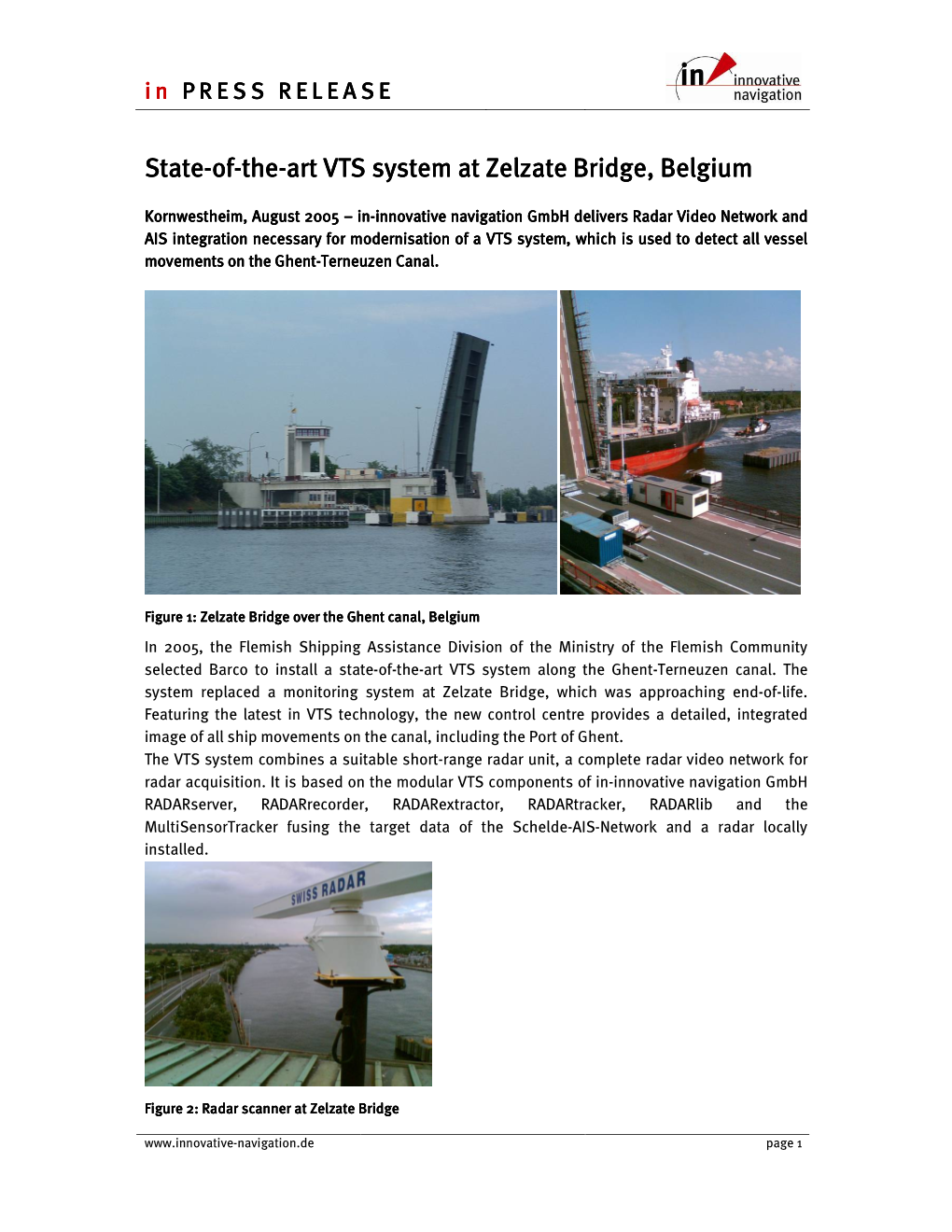 State-Of-The-Art VTS System at Zelzate Bridge, Belgiu Art VTS System At