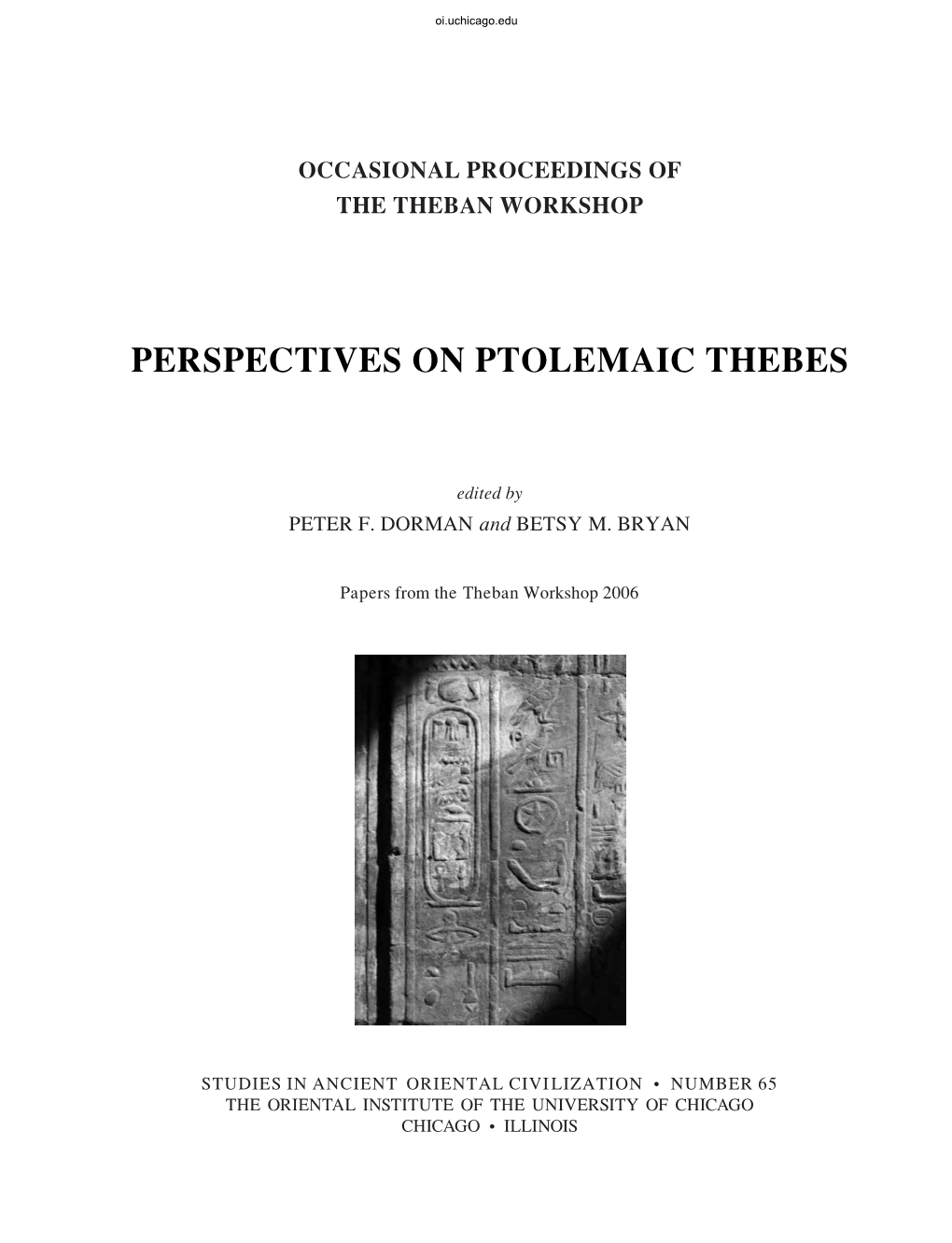 Perspectives on Ptolemaic Thebes