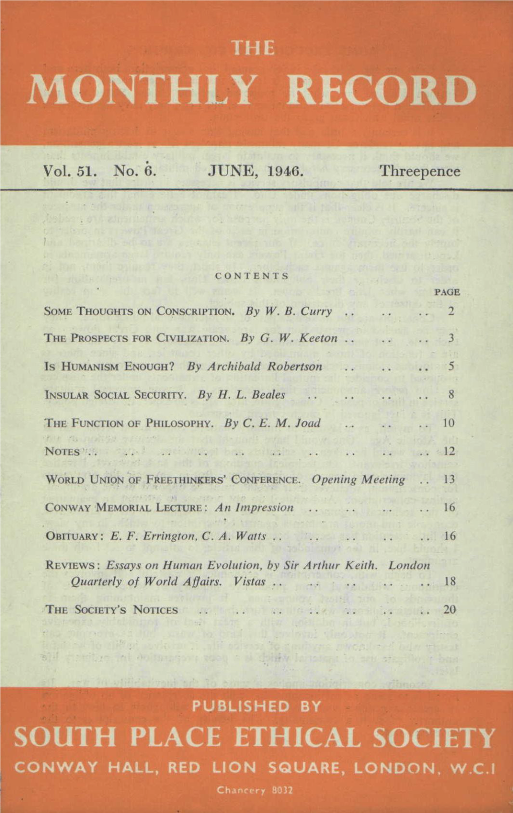 Vol. 51. No. A. JUNE, 1946. Threepence