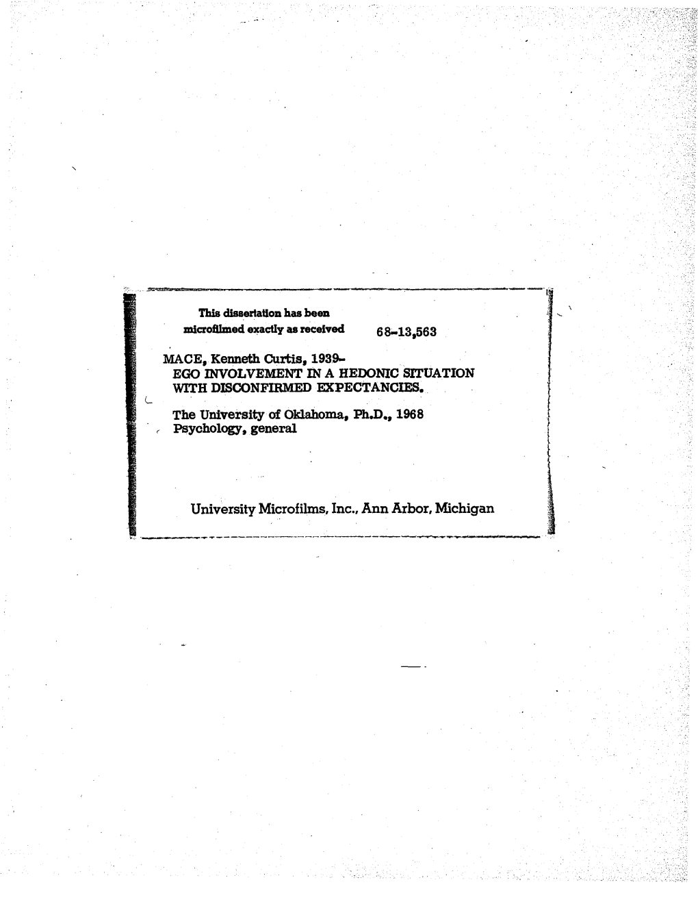 University Microfilms, Inc., Ann Arbor, Michigan the UNIVERSITY of OKLAHOMA