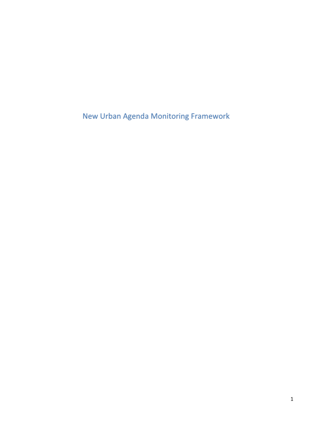 Draft New Urban Agenda Monitoring Framework