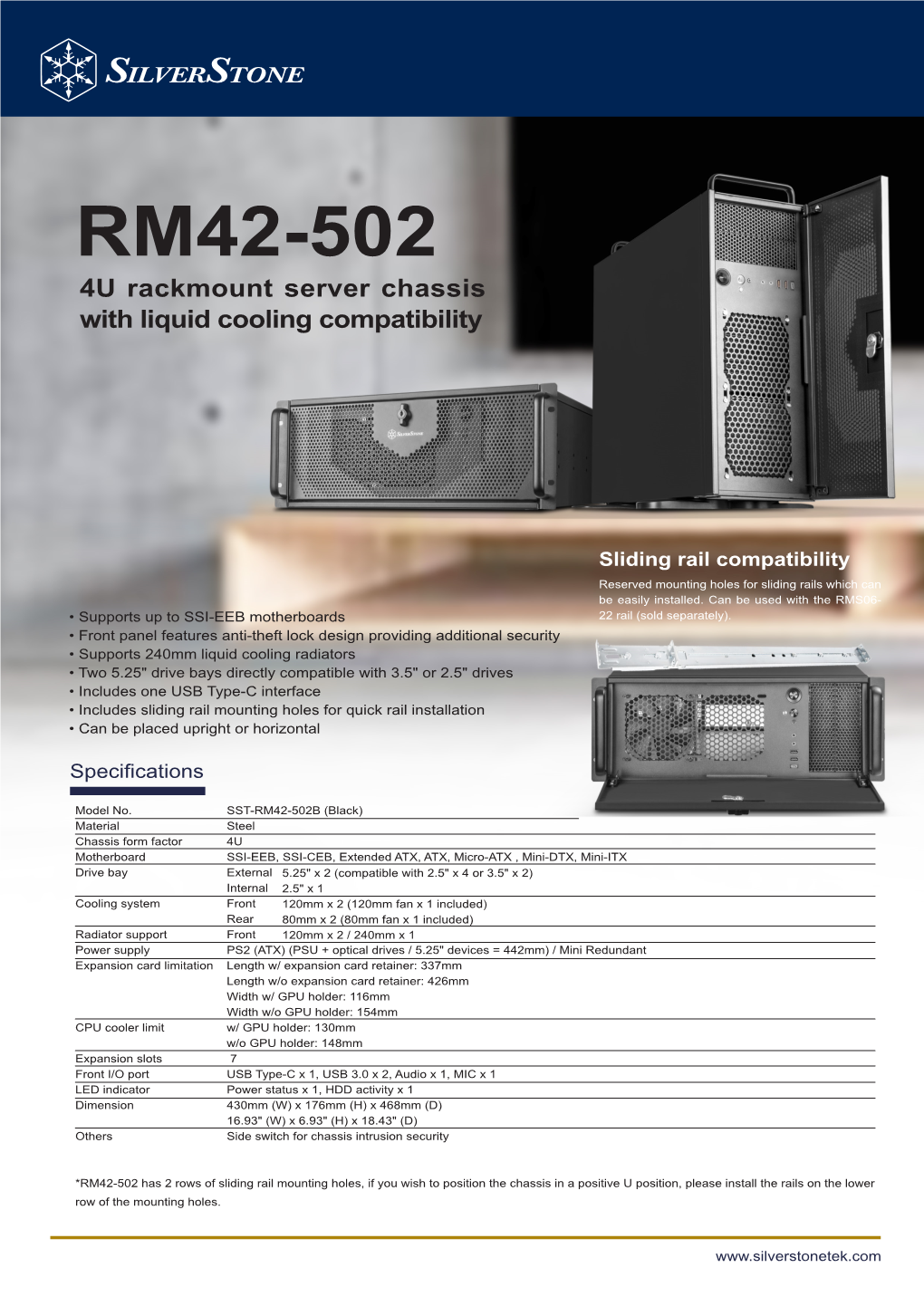 RM42-502 4U Rackmount Server Chassis with Liquid Cooling Compatibility
