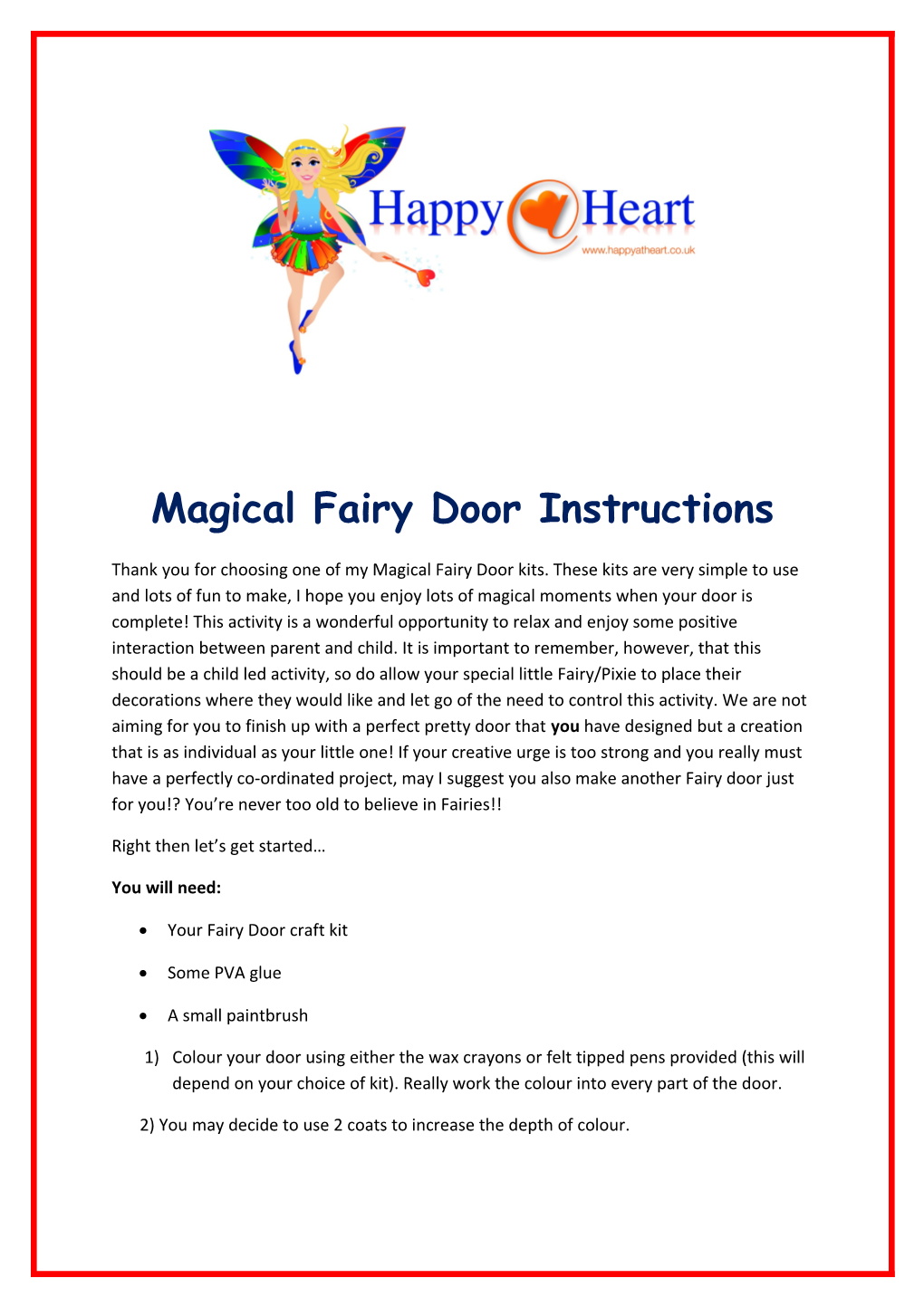 Magical Fairy Door Instructions