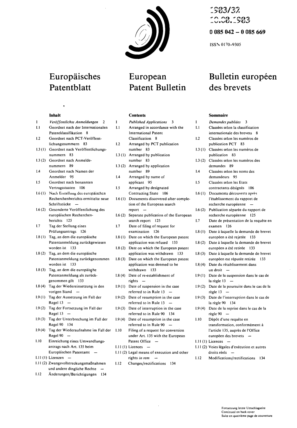 European Patent Bulletin 1983/32