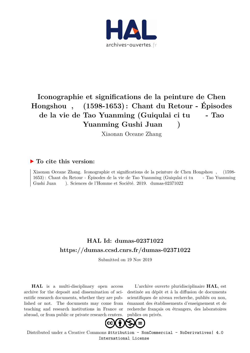 Iconographie Et Significations De La Peinture De Chen Hongshou 陳, 洪綬