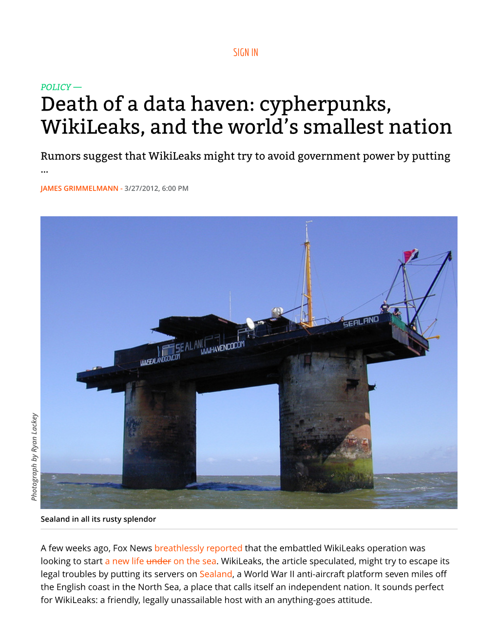 Cypherpunks, Wikileaks, and the World's Smallest Nation