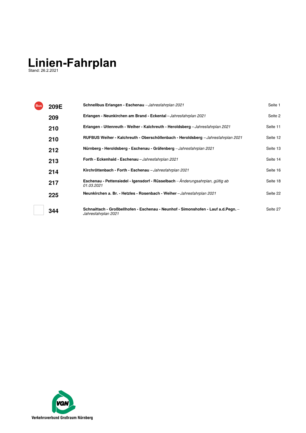 Linien-Fahrplan Stand: 26.2.2021