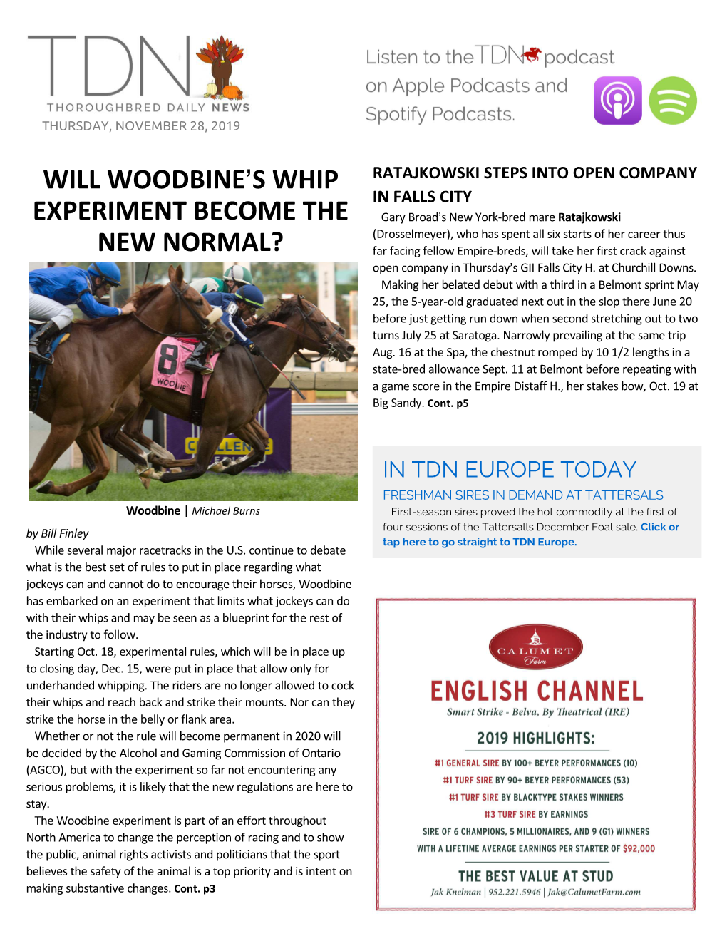 Will Woodbine=S Whip Experiment Become the New