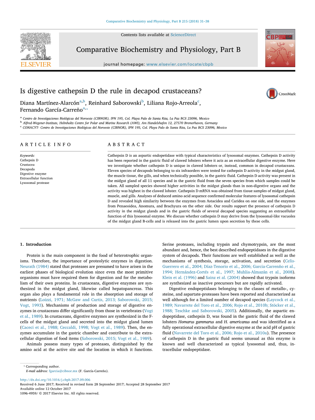 Is Digestive Cathepsin D the Rule in Decapod Crustaceans?