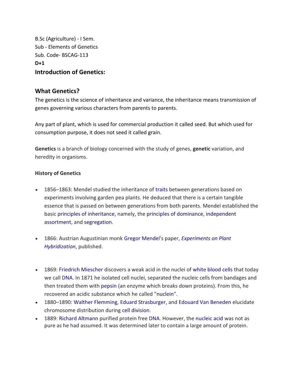 Introduction of Genetics: What Genetics?