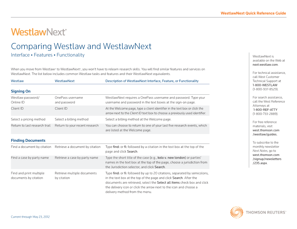 Comparing Westlaw and Westlawnext