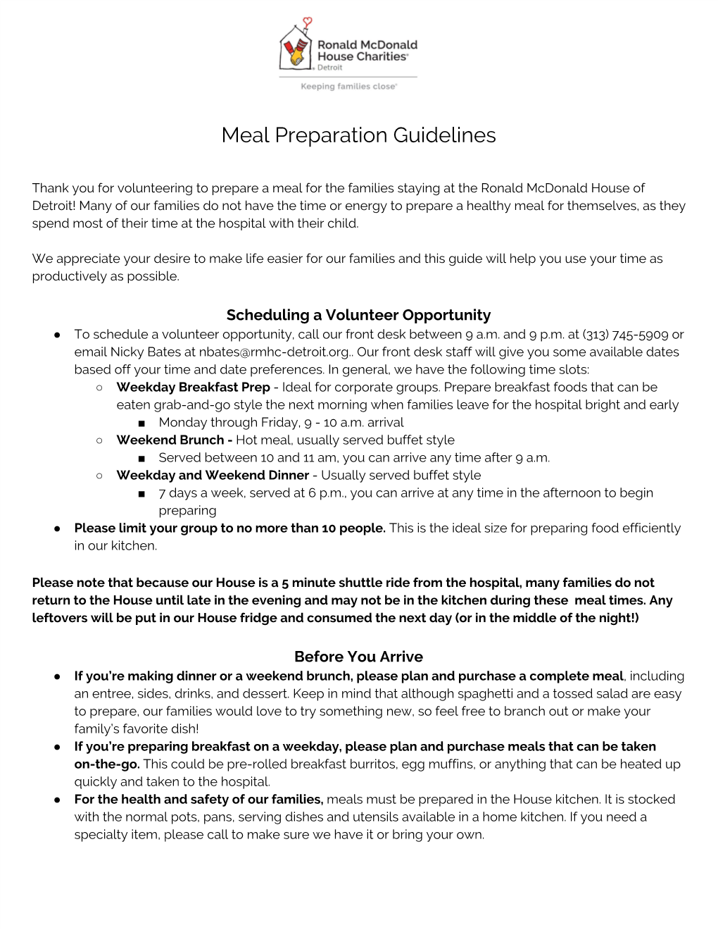 Meal Preparation Guidelines