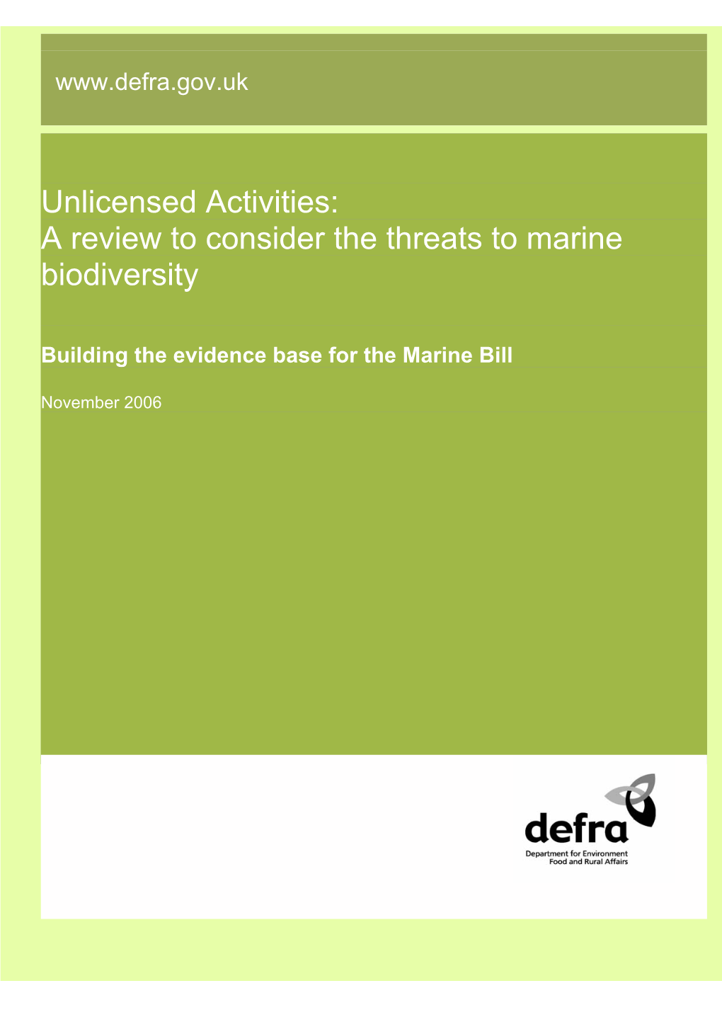 A Review to Consider the Threats to Marine Biodiversity