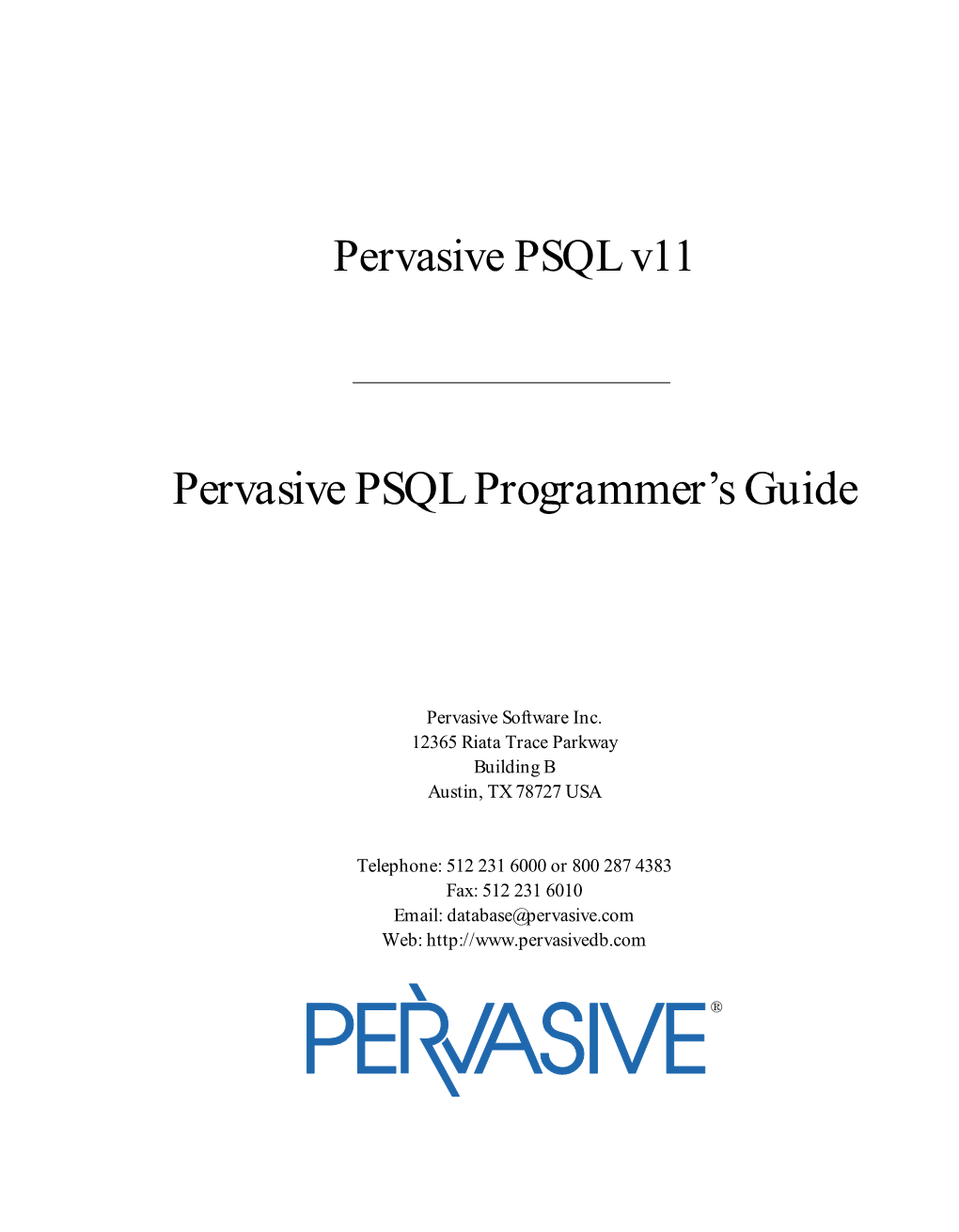 Pervasive PSQL Programmer's Guide