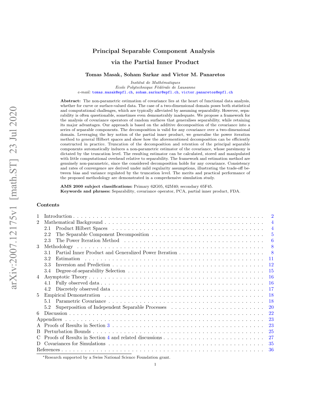 Principal Separable Component Analysis Via the Partial Inner Product