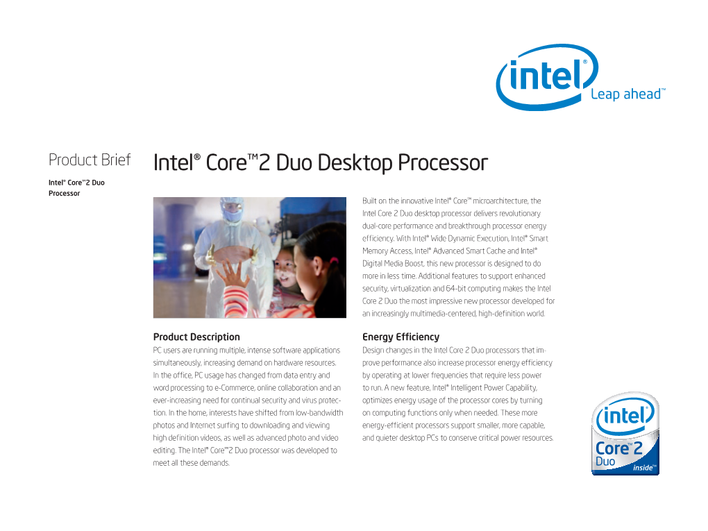 Intel® Core™2 Duo Processor Product Brief