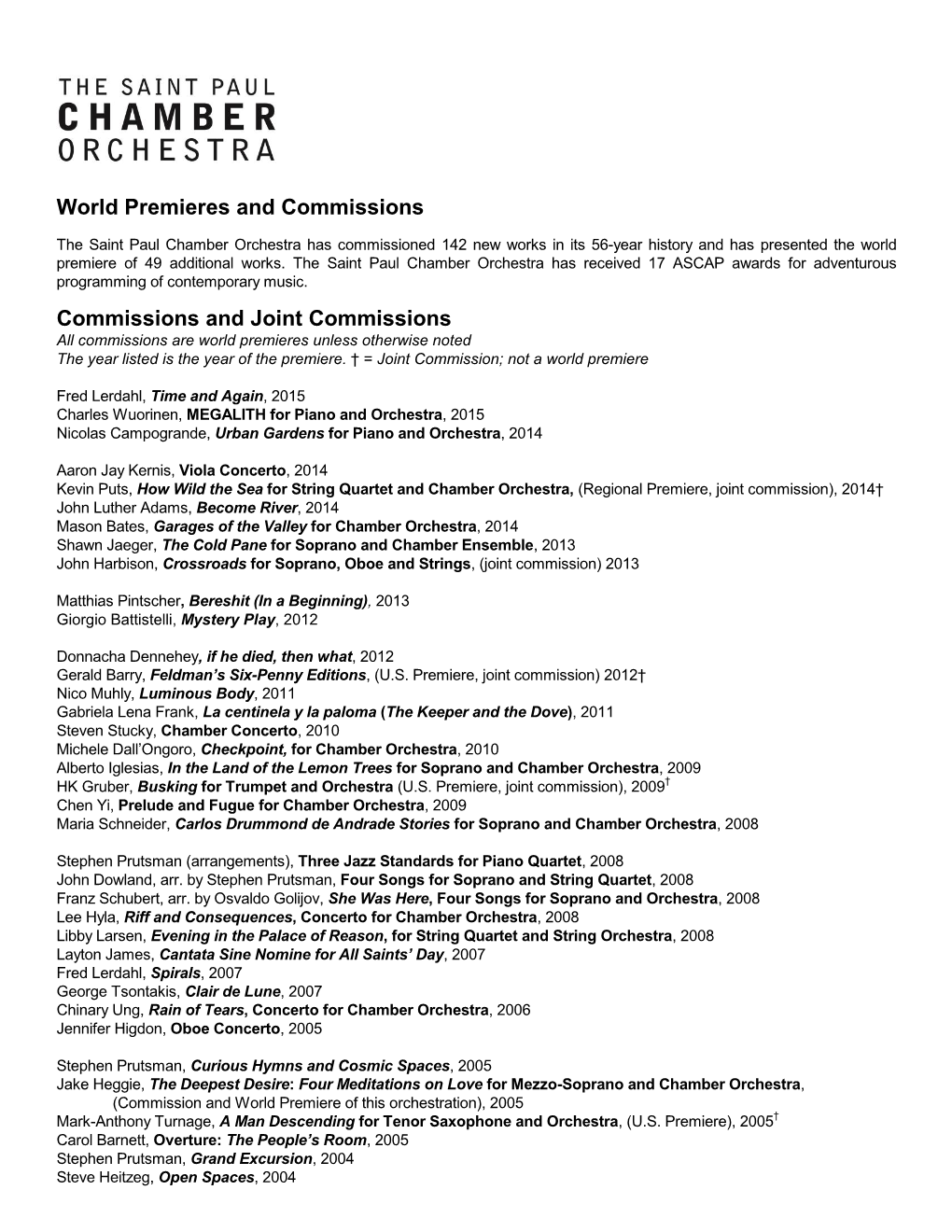 SPCO Premieres and Commissions