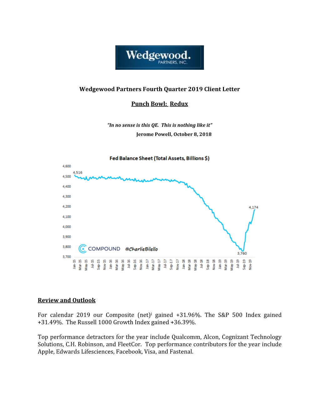 Wedgewood Partners Fourth Quarter 2019 Client Letter