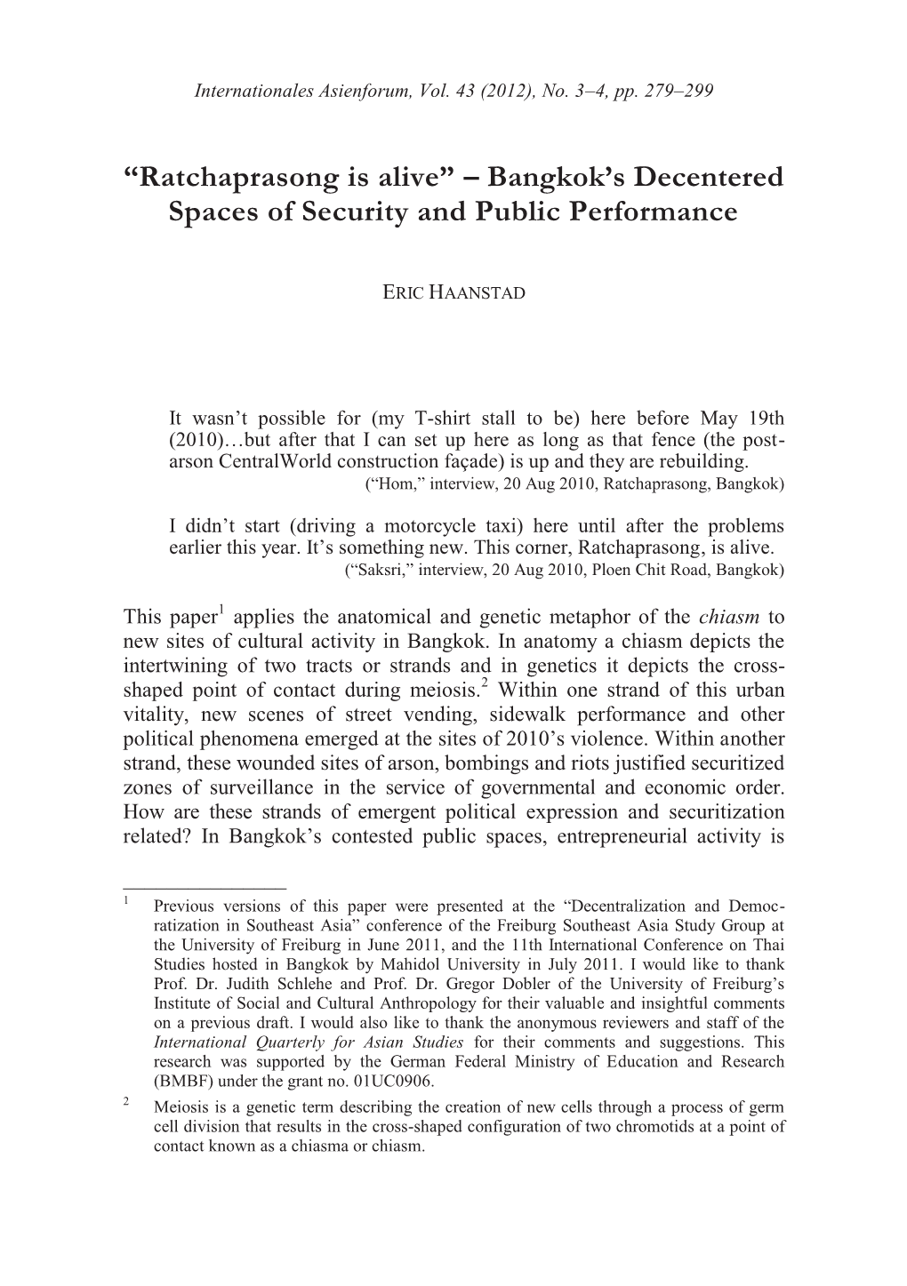 Bangkok's Decentered Spaces of Security and Public Performance