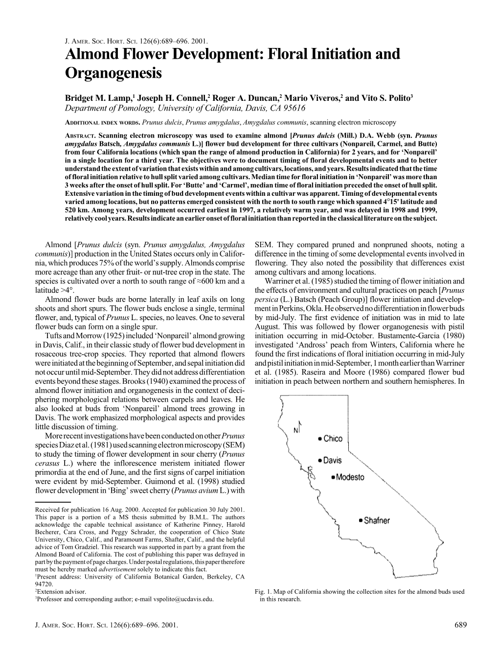 Almond Flower Development: Floral Initiation and Organogenesis