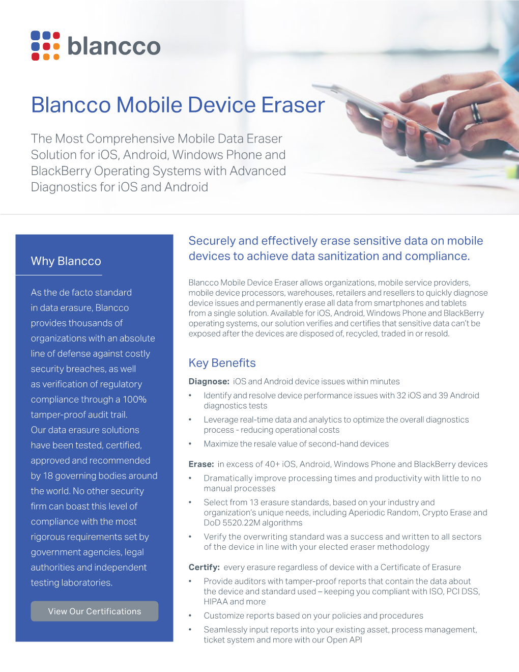 Blancco Mobile Device Eraser