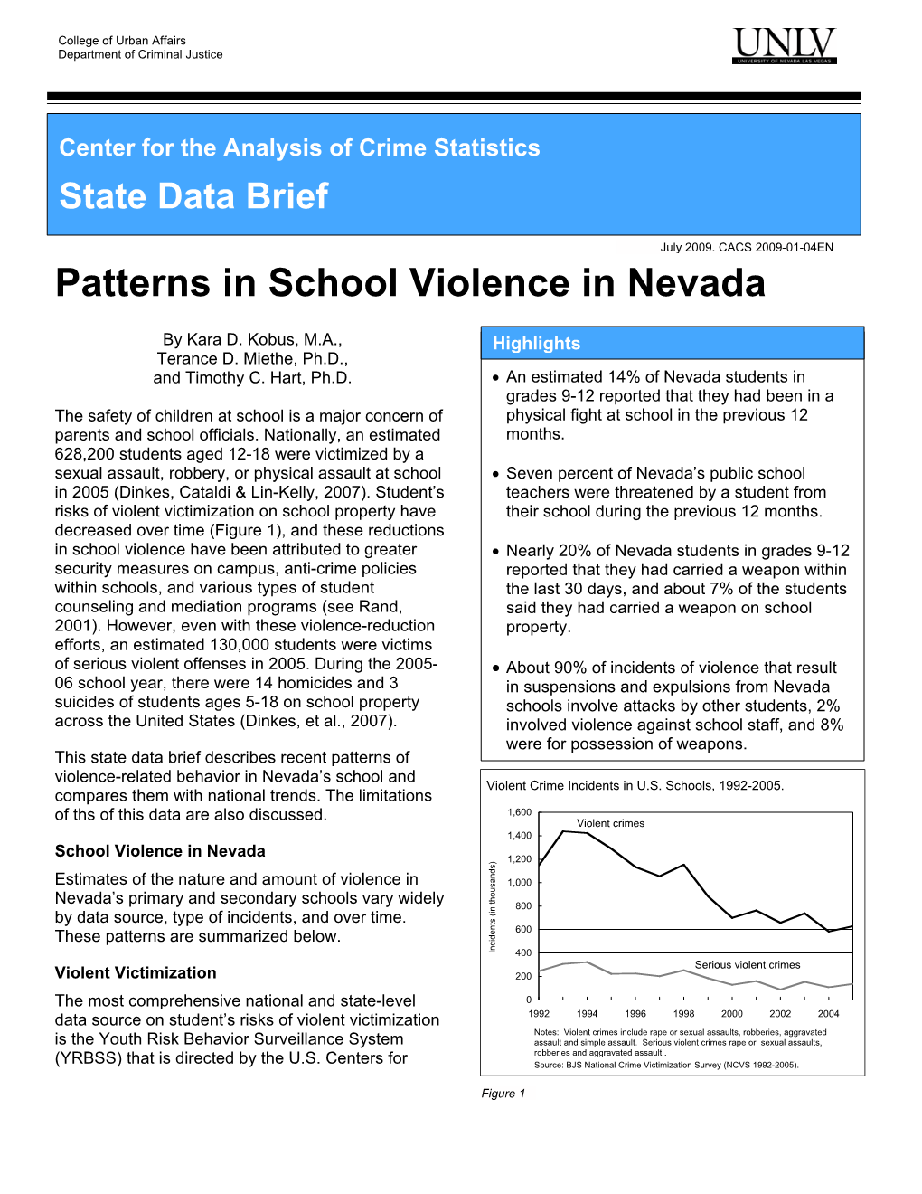 Patterns in School Violence in Nevada