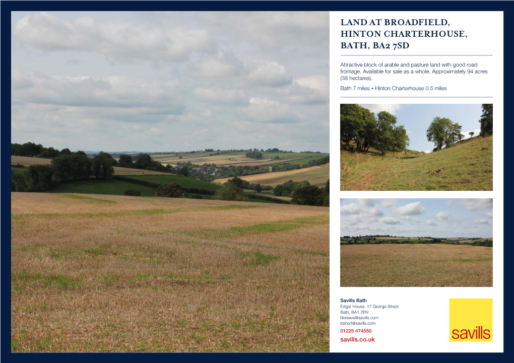 Land at Broadfield, Hinton Charterhouse, Bath, Ba2 7Sd