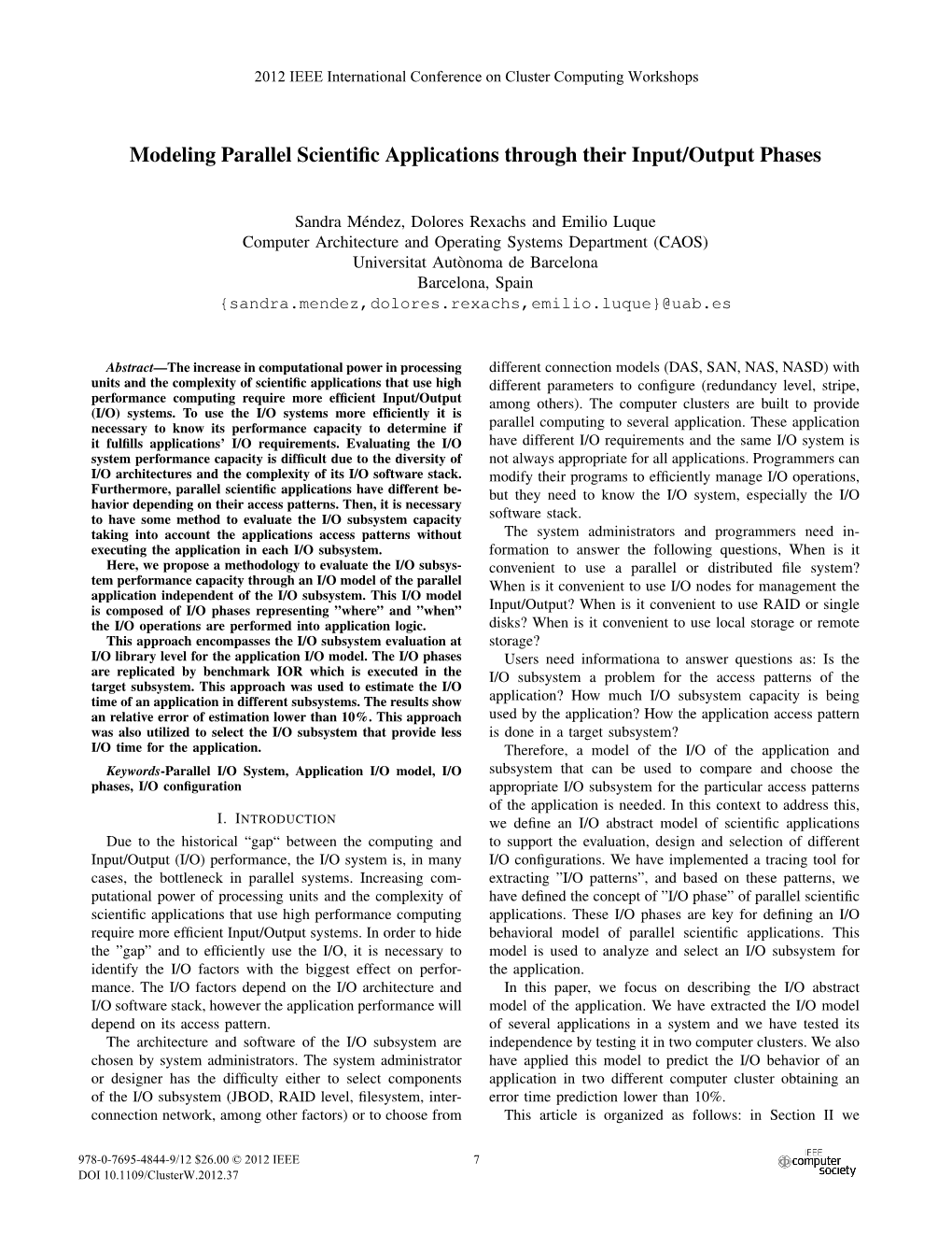 Modeling Parallel Scientific Applications Through Their Input