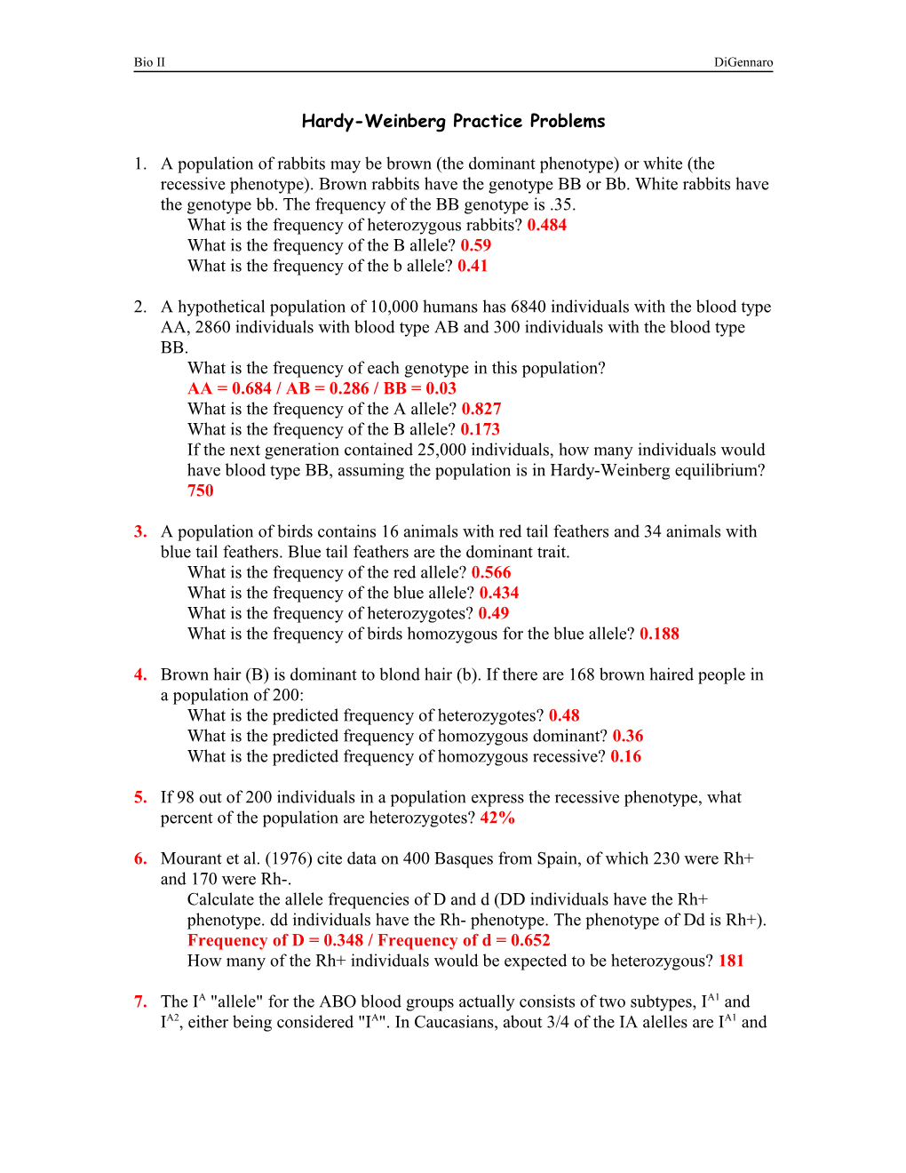 Hardy-Weinberg Practice Problems