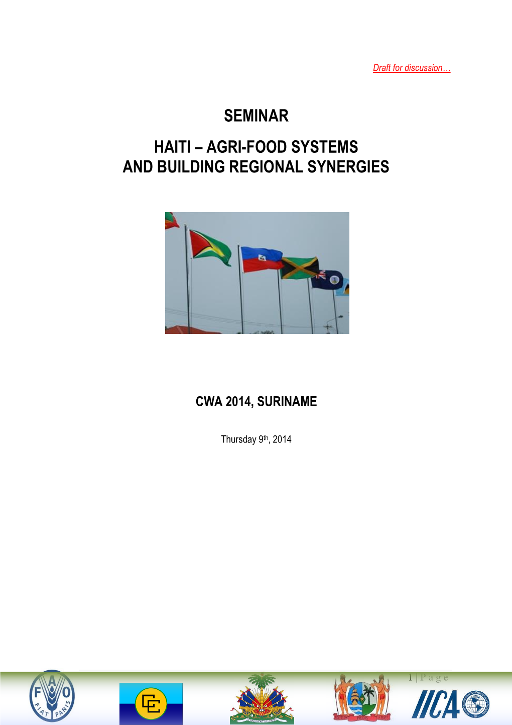 Seminar Haiti – Agri-Food Systems and Building Regional Synergies