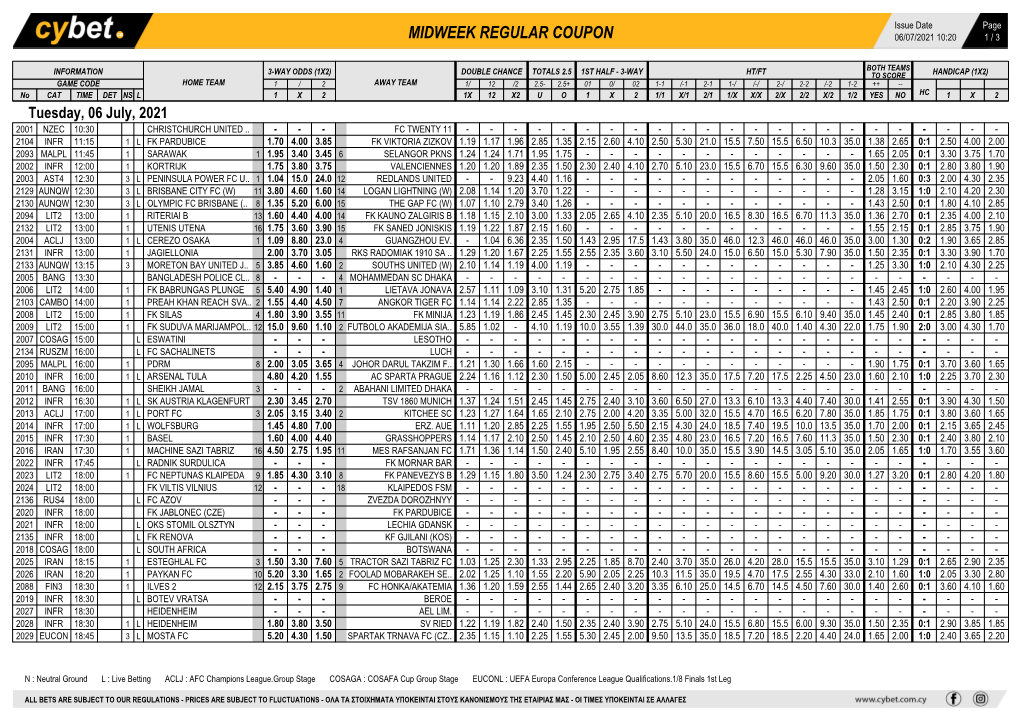 Midweek Regular Coupon 06/07/2021 10:20 1 / 3