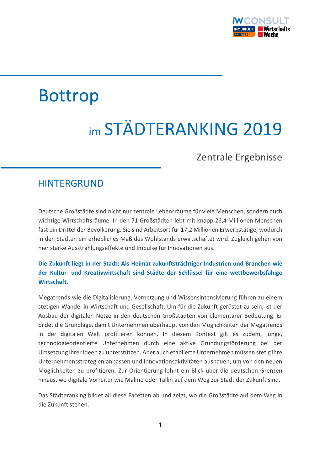 Bottrop Im STÄDTERANKING 2019