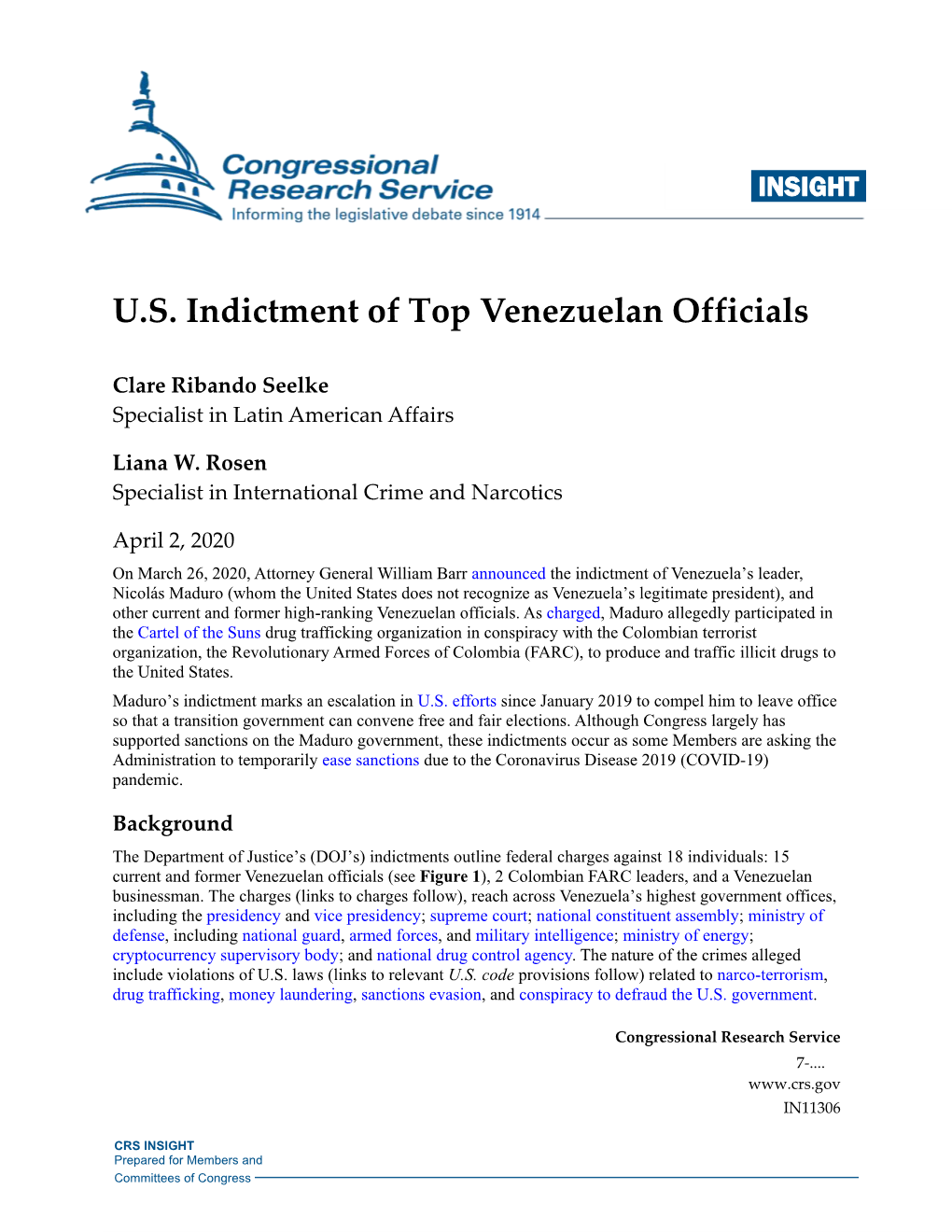 U.S. Indictment of Top Venezuelan Officials
