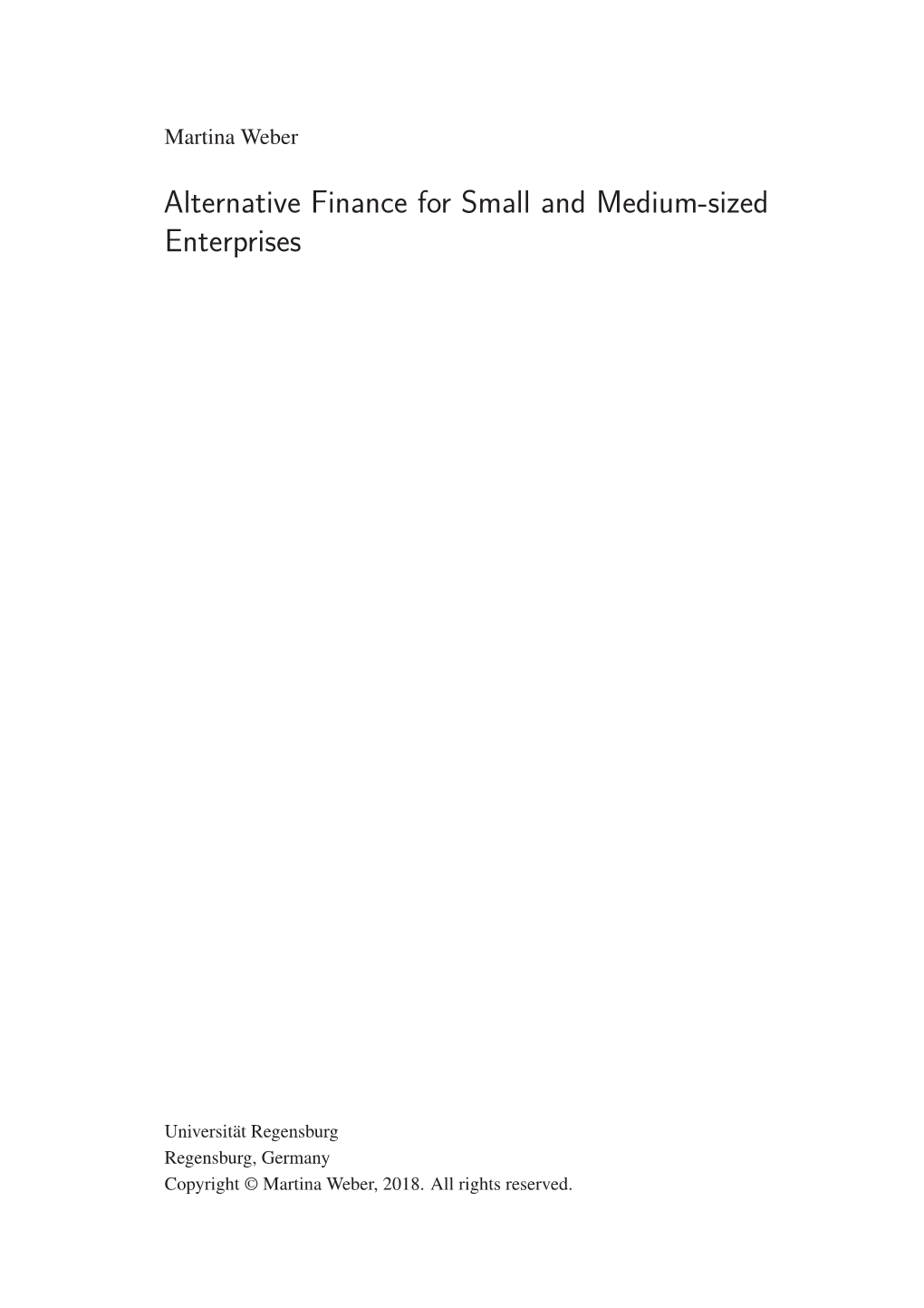 Alternative Finance for Small and Medium-Sized Enterprises